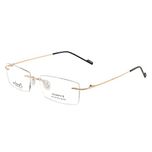 Zyaden-Rimless-5 Golden Rectangular Unisex Eyeglass Frame (RIMLESS-A5)