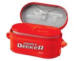 Milton Double Decker Lunch Box with Soft insulated tiffin contains two round and one oval microwave proof containers, Red