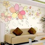 Oren Empower (2pcs/set) Colorful Flower Art PVC Vinyl Extra Large Wall Sticker