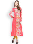 La Firangi Pink Printed A-Line Kurta