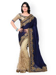 Kalista Navy & Beige Embroidered Net & Georgette Embellished Saree