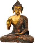 Aesthetic Decors Buddha Blessing W/O Base in Nepali Orange Showpiece  -  17 cm(Brass, Multicolor)