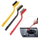 And Retails 3 Pc Mini Wire Brush Set,Cleaning Tool Kit - Brass, Nylon, Stainless Steel Bristles