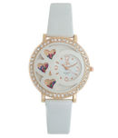 DFa Rose Gold White Heart Dial White Strap Analogue Watch for Girls -DFa004