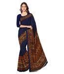 Ligalz Navy Crepe Printed Saree