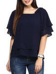 RARE blue poly georgette top