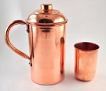 Karmakara Handmade Pure Copper Vessel Drink Ware Pitcher (Jug) And Mug Set For Water India