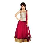 Slocky Net Partywear Kids Red Lehenga Choli (32 inches , 9-10 Years)