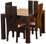 George and George GNG_D003 Four Seater Dining Table Set (Matte Finish, Brown)