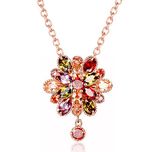 Yellow Chimes Double Flower Fine Work Swiss Cubic Zircon 18K Rose Gold Plated Pendant for Women and Girls