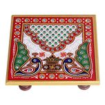 Handicrafts Paradise Marble Pooja Chowki (10.2 cm x 10.2 cm x 2.55 cm)