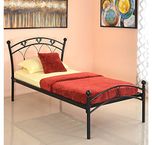 @home by Nilkamal Hydra Single Size Bed without Storage (Matte Finish, Black)