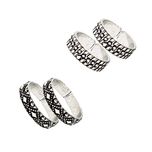 Frabjous Contemperory Pair Of 2 Plain Adjustable German Silver Toe Ring For Women