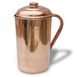 Pure Copper Jug with Lid Handmade Indian Copper Utensils for Ayurveda Healing
