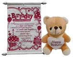 Natali Happy Birthday Teddy With Birthday Scroll Card
