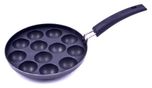 Tosaa Non-Stick 12 Cavity Appam Patra with Handle, 21cm, Grey