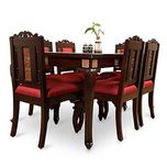 ExclusiveLane Teak Wood 6 Seater Dining Table & Chair With Warli & Dhokra Work -Dining Table Set Wooden Furniture For Home Dining Room Sets Patio Dining Tables Dining Set Wooden Dining Table Chair Set For Living Room Hall Table Chair Set