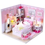 Generic DIY Wooden Dolls House Miniature Kit With Light -Bedroom-15018595MG
