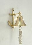Roorkee Instruments (India) Brass Ship Bell With Wheel Bracket - Decor Door Bell-Home Decor