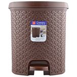 Cello Classic Plastic Pedal Dustbin, 12 Liters, Brown