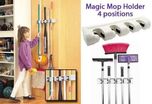 KM Magic Holder Broom & Mop Organizer Heavy Quality Mop & Broom Holder- White