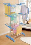 ASP Healthcare High Quality Stainless Steel Double Pole 26 Rods Cloth Drying Rack with Wheel (Orange)