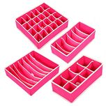 House of Quirk Set of 4 Foldable Storage Box Type Non-Smell Drawer Organizer Closet Storage for Socks Bra Tie Scarfs - Pink