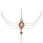 I Jewels Traditional Gold Plated Elegantly Handcrafted Kundan & Pearl Mathapati Maang Tikka for Women T1012W (White)