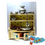 Sunny Stainless Steel Kitchen Set with Fancy Wooden Stand (Toy)