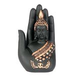 Manisha Idols Buddha Embosed in a Palm (Black & Gold)
