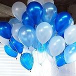 GrandShop 50329 Toy Balloons Metallic HD Blue, White & Light Blue (Pack of 50)
