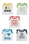 Orange and Orchid Baby Boys Cotton T-Shirt (Pack of 5) (ONOJB-WH-PIPING_SLVS_3-6_White_3-6 Months)