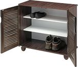 ROYALOAK Libra Double Door Shoe Rack with 3 Shelves (Walnut)