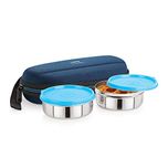 Cello Max Fresh Super Steel Lunch Box Set, 2-Pieces, Blue