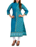 Zoeyam's green cotton long  kurta
