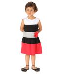 Lil Orchids Red Cotton Girls Printed Casual Dress
