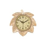 eCraftIndia Retro Leaf Shape Plastic and Glass Wall Clock (27.9 cm x 2.5 cm x 27.9 cm, Golden)