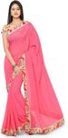 Florence pink georgette bordered saree