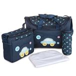 Baby Bucket Nappie Diaper Changing Bags Sets - 4Pcs Dark Blue