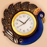DivineCrafts Analog 30 cm Dia Wall Clock(Blue,Black,Golden, With Glass)