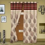Super India Jacquard Mahroon Abstract Ring Rod Long Door Curtain
