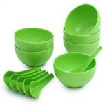 AKM KANCHAN1 Plastic Bowl Set(Green, Pack of 12)