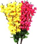 BriteNOVA Yellow, Pink Orchids Artificial Flower(35.5 inch, Pack of 1)