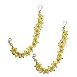 Cream Yellow Pearls Gold Plated Vel Kan Chain Ear to hair accessories