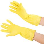 Surf Reusable Rubber Hand Gloves for Washing Cleaning Kitchen Garden, 8 inch, Set of 3 (Yellow)