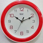 Ajanta Quartz Round Plastic Wall Clock (20.5 cm x 3.5 cm x 20.5 cm, Red)