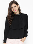 SASSAFRAS Women Black Solid Layered Top