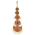 Fashion205 Natya Shastra Gold Finish Kempu Five Step Chutti- Mang Tika For Women