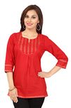 Meher Impex Red 3/4th Sleeves Cotton Short Kurti