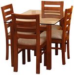 George and George GNG_D002 Four Seater Dining Table Set (Matte Finish, Brown)